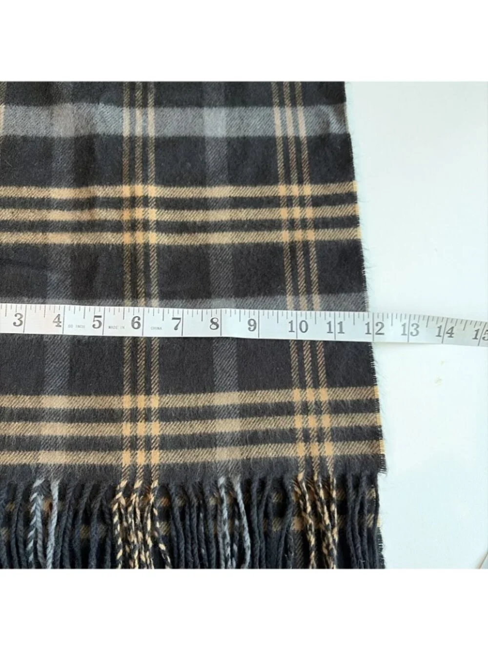 Vintage 100% Cashmere Plaid Scarf Unisex 68X12